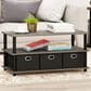 HOMLUX 2-Tier Turn-N-Tube Coffee Table with Bin Drawers in French Oak and Black, , large