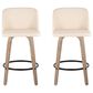 LumiSource Toriano Swivel Counter Stool with Cream Faux Leather Upholstery in Whitewashed and Black (Set of 2), , large