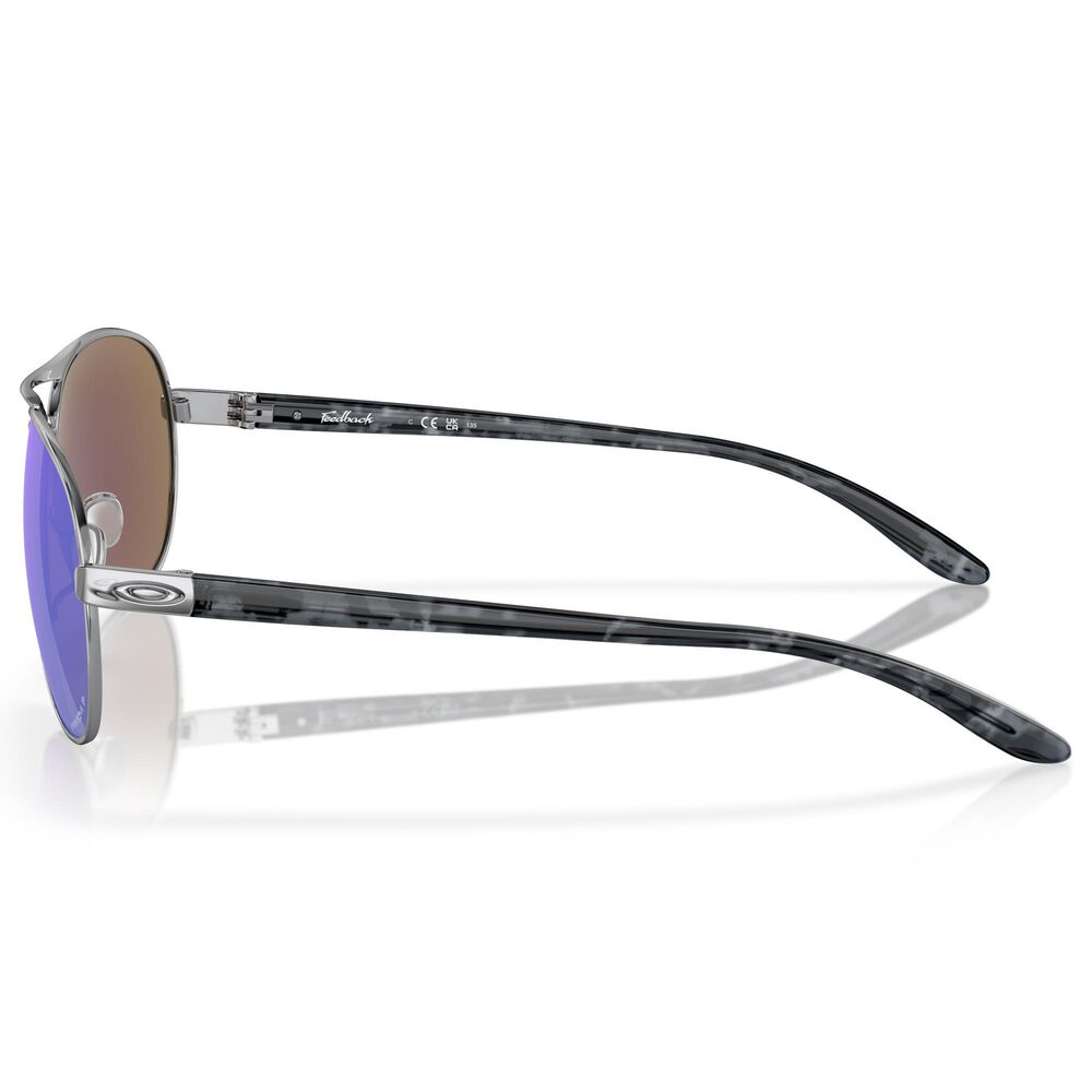 Oakley Feedback Sunglasses with Prizm Sapphire Polarized Lenses in Polished Chrome, , large