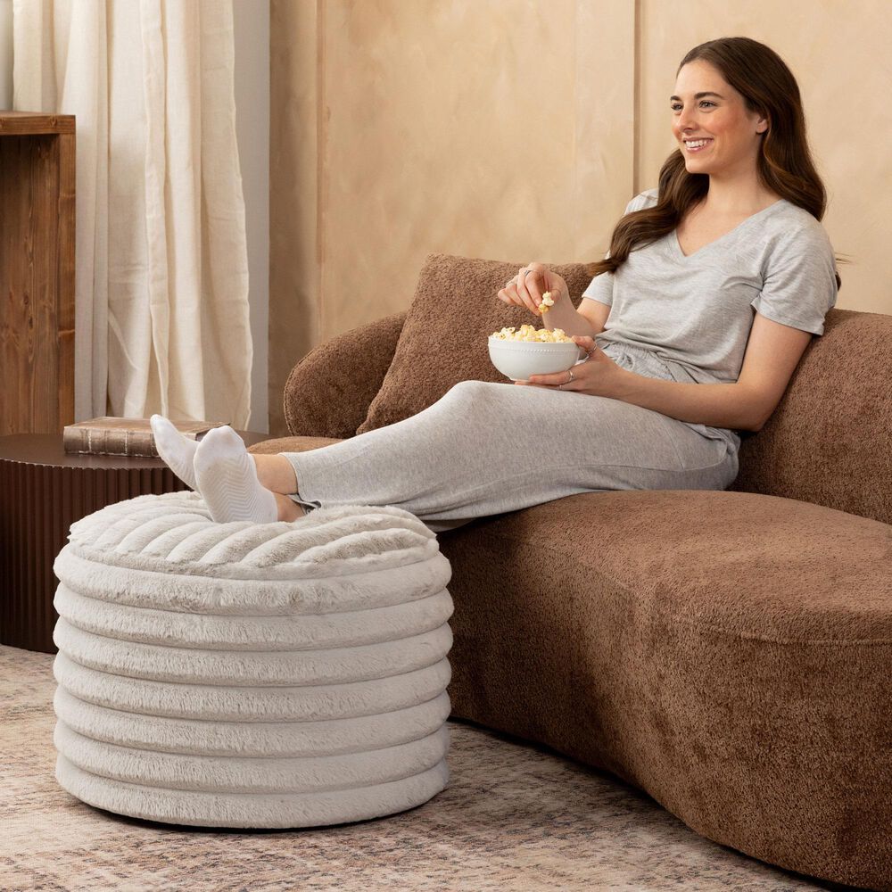 Jaxx Paran Round Ottoman in Mondo Grey, , large