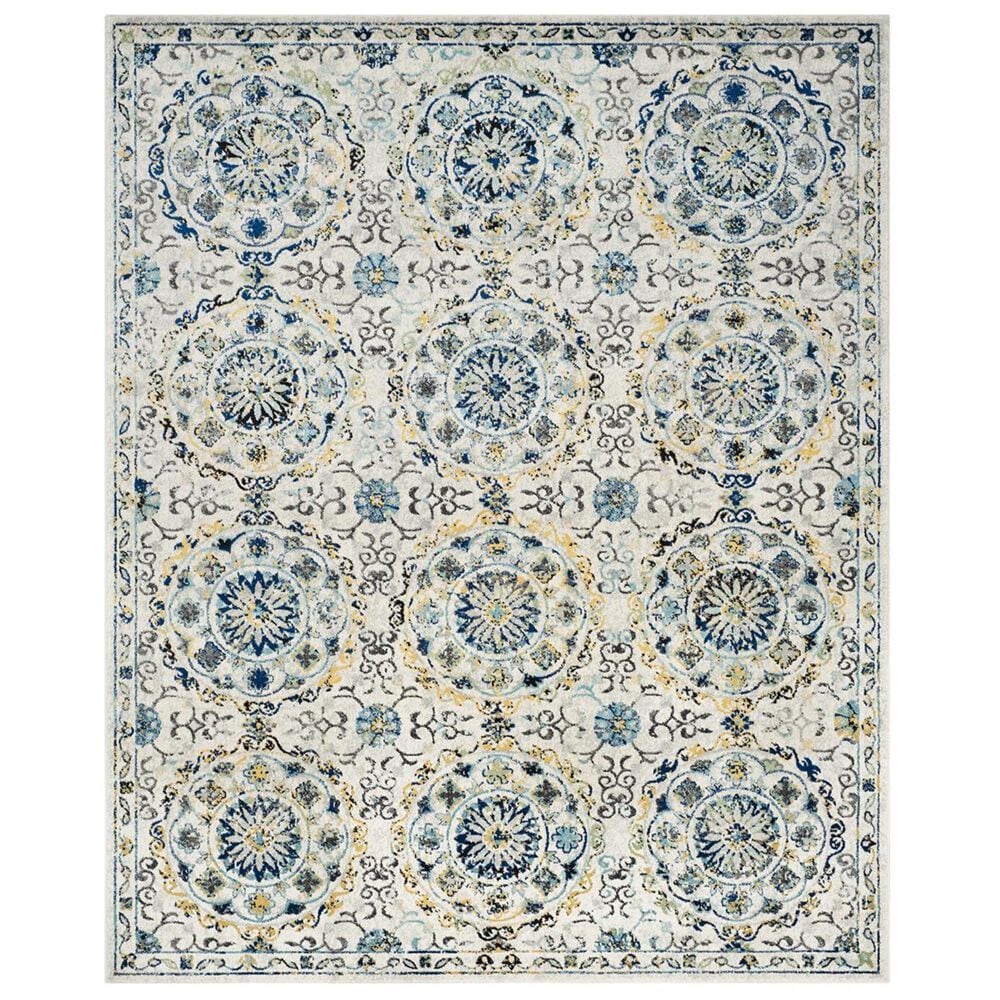 Safavieh Evoke EVK252C 10" x 14" Ivory and Blue Area Rug, , large