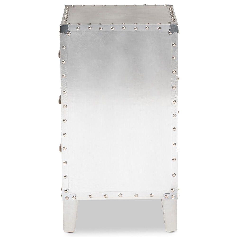 Baxton Studio Claude 3-Drawer End Table in Silver, , large