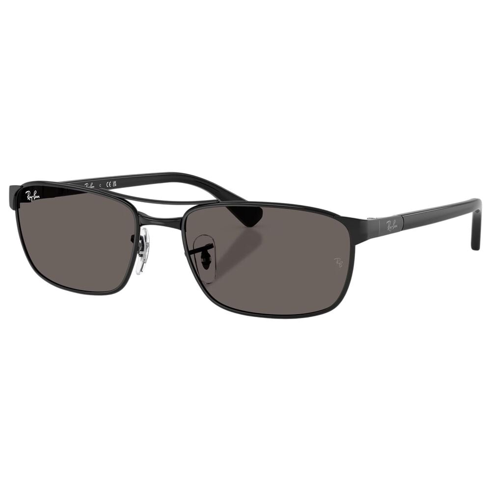 Rayban Glasses Sunglasses with Dark Grey Lenses and Metal Frame in Polished Black, , large