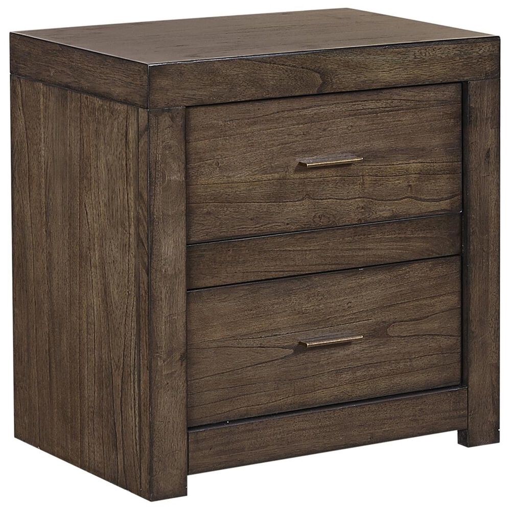 Riva Ridge Modern Loft 2 Drawer Nightstand in Brownstone, , large