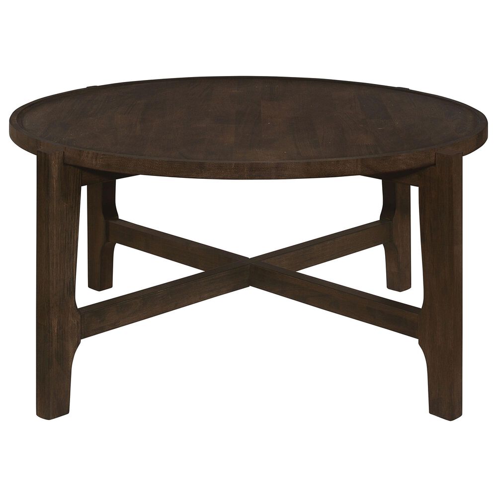 Pacific Landing Cota Round Coffee Table in Dark Brown, , large
