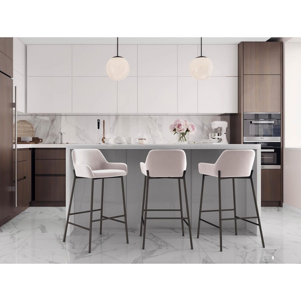 LumiSource Daniella Bar Stool with Cream Upholstery in Black (Set of 2), , large