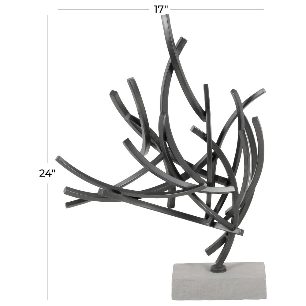 Maple and Jade Abstract Decorative Sculpture with Marble Base in Dark Gray and White, , large