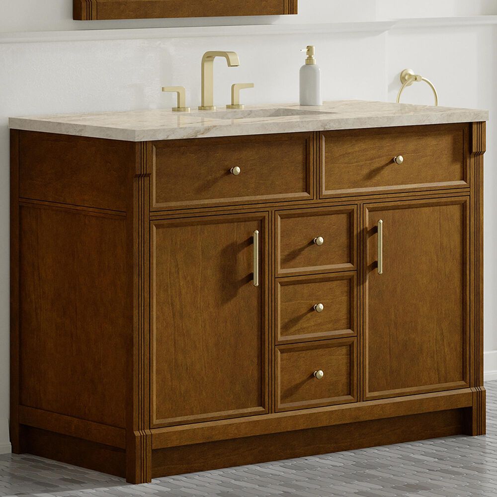 James Martin Bellshire 48" Single Bathroom Vanity in Honey Oak with 3 cm Tajnar Eclos Top and Rectangular Sink, , large
