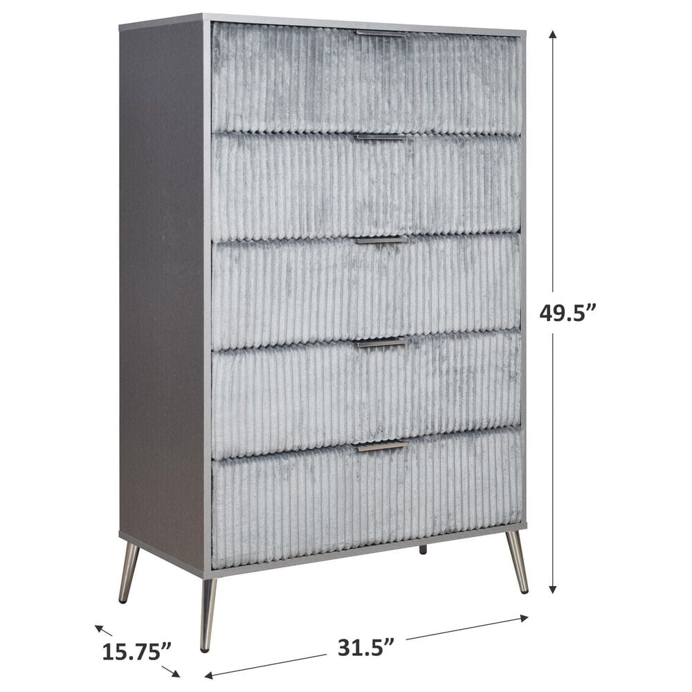 New Heritage Design Kailani 5-Drawer Chest in Gray, , large