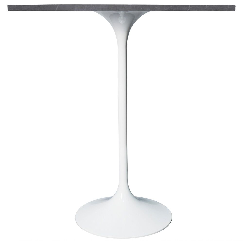 Leisuremod LeisureMod Verve Collection Modern Bar Height Table White Base with 36 Round Marble Grey Sintered Stone Top, , large