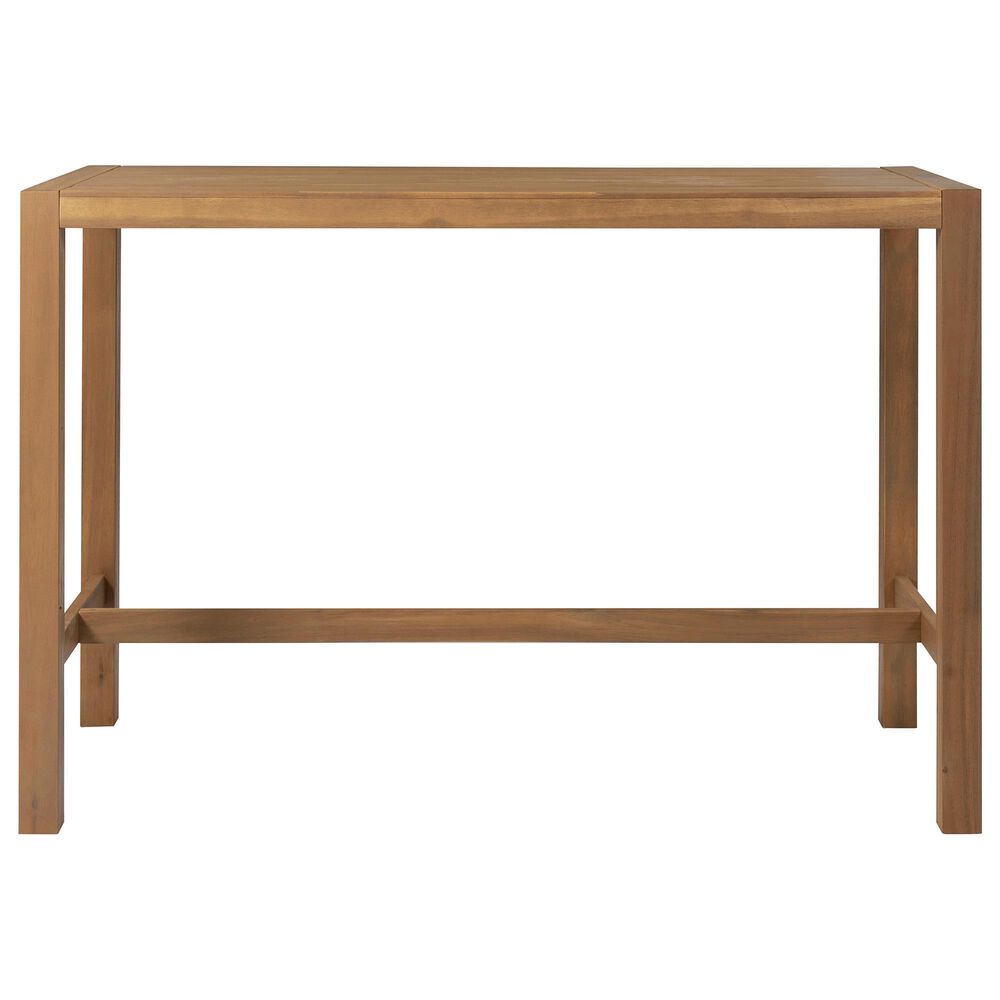 HOMLUX 5-Piece Patio Bar Set with 52" Rectangular Light Teak Table in Beige, , large