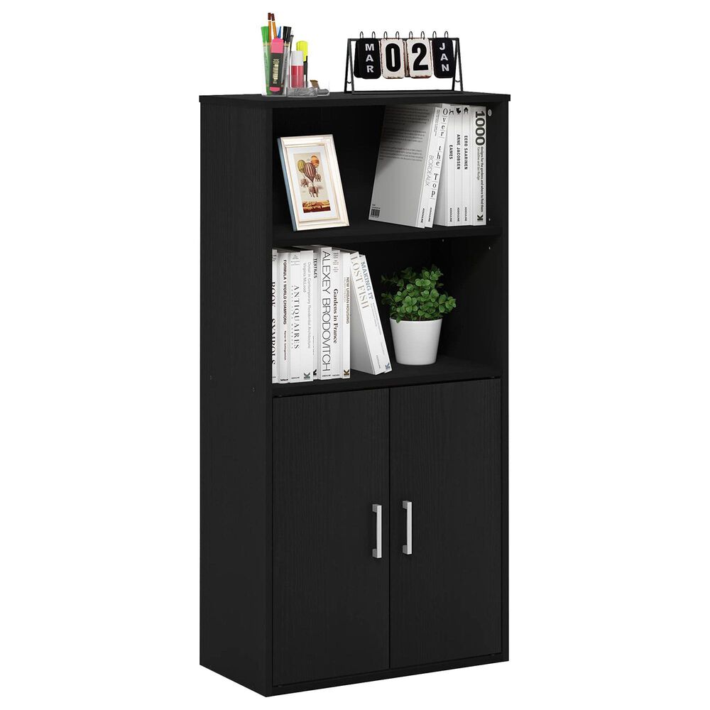 HOMLUX 4-Tier Open Shelf Display Bookcase in Black Oak, , large