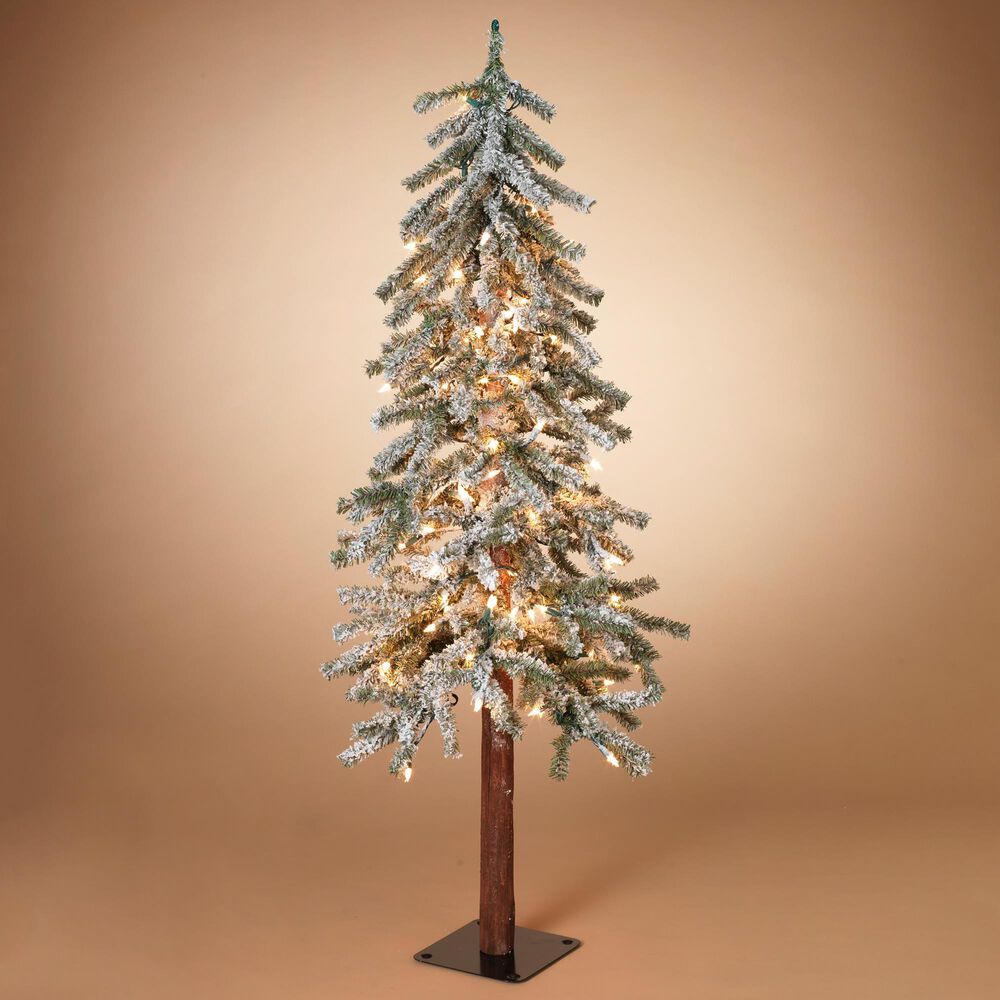 The Gerson Company 4&#39; Holiday Flocked Pine Tree in Green, , large