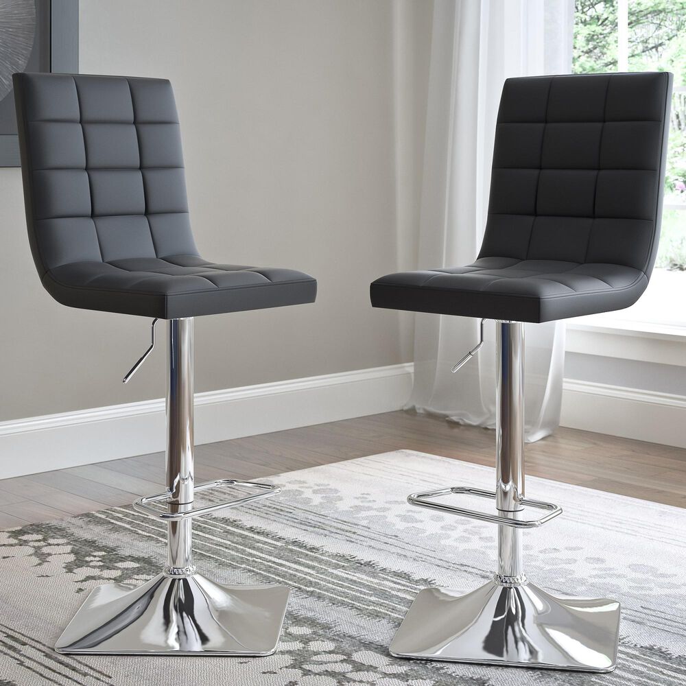 CorLiving Adjustable Bar Stool in Black (Set of 2), , large