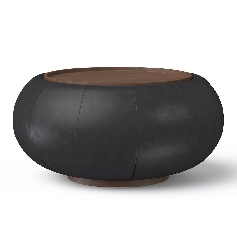 Sunpan Trading & Importing Zenzi Storage Coffee Table in Bravo Black Faux Leather, , large