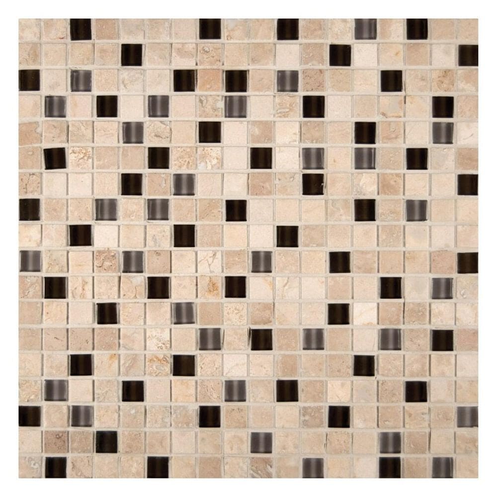 MS International Cafe Noche 12" x 12" Glass and Stone Mix Mosaic Sheet, , large