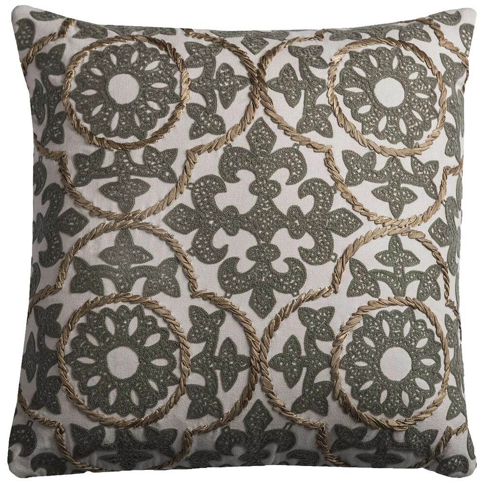 Rizzy Home 18" x 18" Pillow Cover in Gray, Tan and White, , large