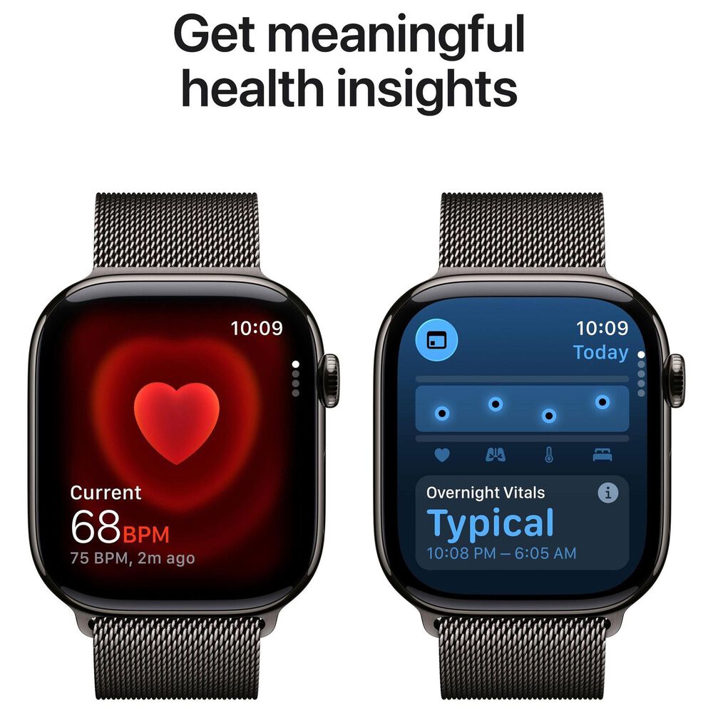 Apple Watch Series 11 (GPS+Cellular) 46mm Titanium Case with Milanese Loop - M/L in Slate and 2-Year AppleCare+, , large