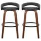 LumiSource Grotto Swivel Bar Stool with Black Velvet Upholstery in Walnut Wood and Black (Set of 2), , large