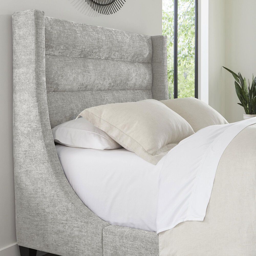 Simeon Collection Jacob Queen Upholstered Bed in Luxe Light Grey, , large