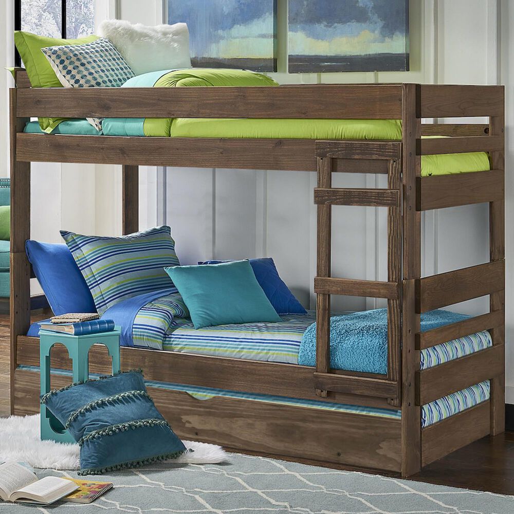 Rusticvale Twin over Twin Bunkbed with Trundle in Chestnut, , large