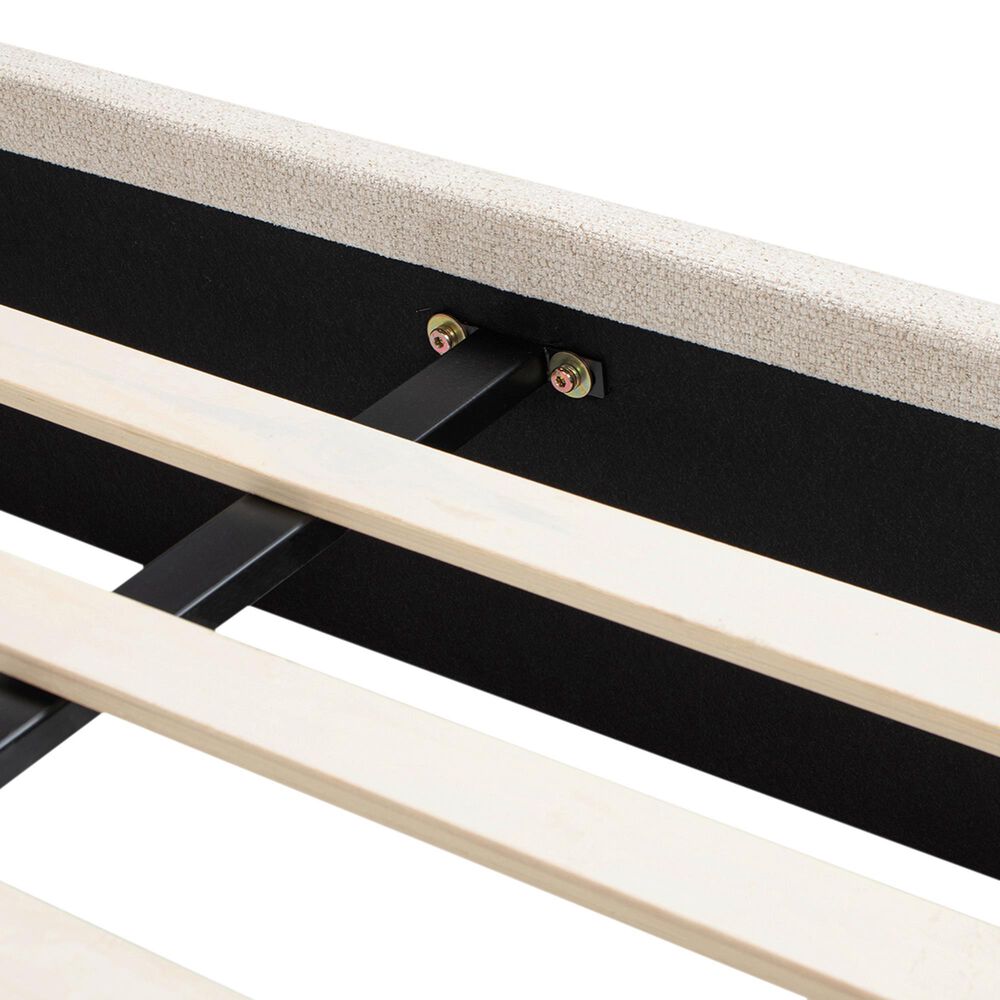 Jennifer Taylor Home Archie Puffy Grounded King Upholstered Platform Bed in Oatmeal Light Beige, , large