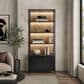 Wycliff Bay Marsden 86" Wall Bookcase with Lighting in Black and Tan, , large