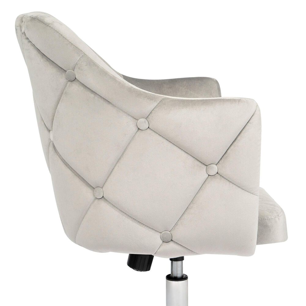 Impressions Vanity Pearl Tufted Vanity Chair with Cool Grey Cushion in Silver, , large