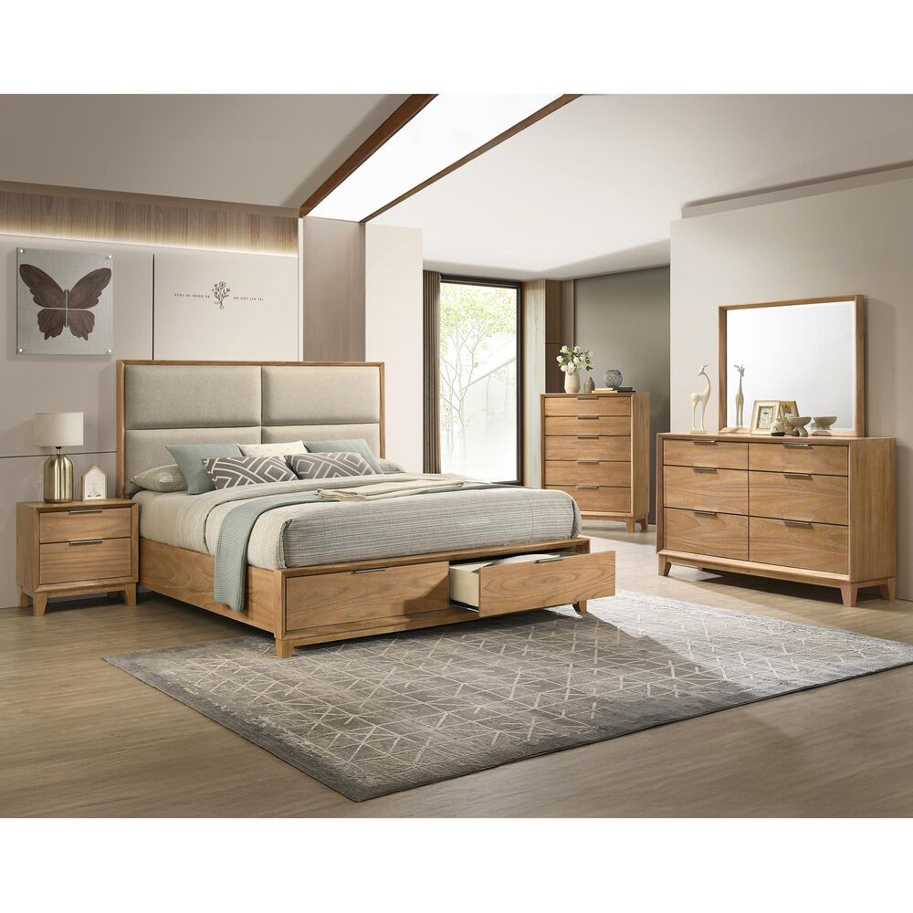 Crown Mark Florian 4 Piece Queen Storage Bed in Light Brown, , large