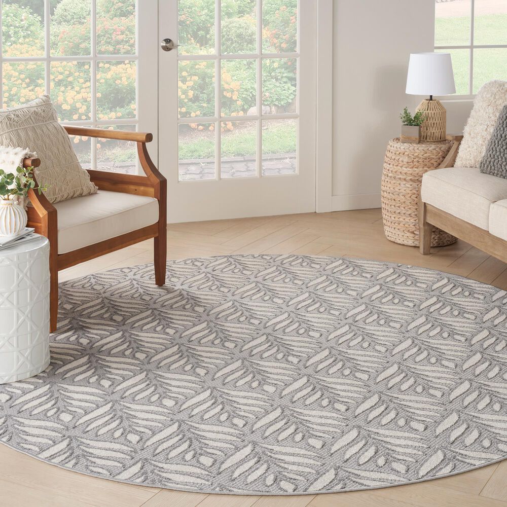 Nourison Aloha 7&#39;10&quot; Round Grey Indoor/Outdoor Area Rug, , large