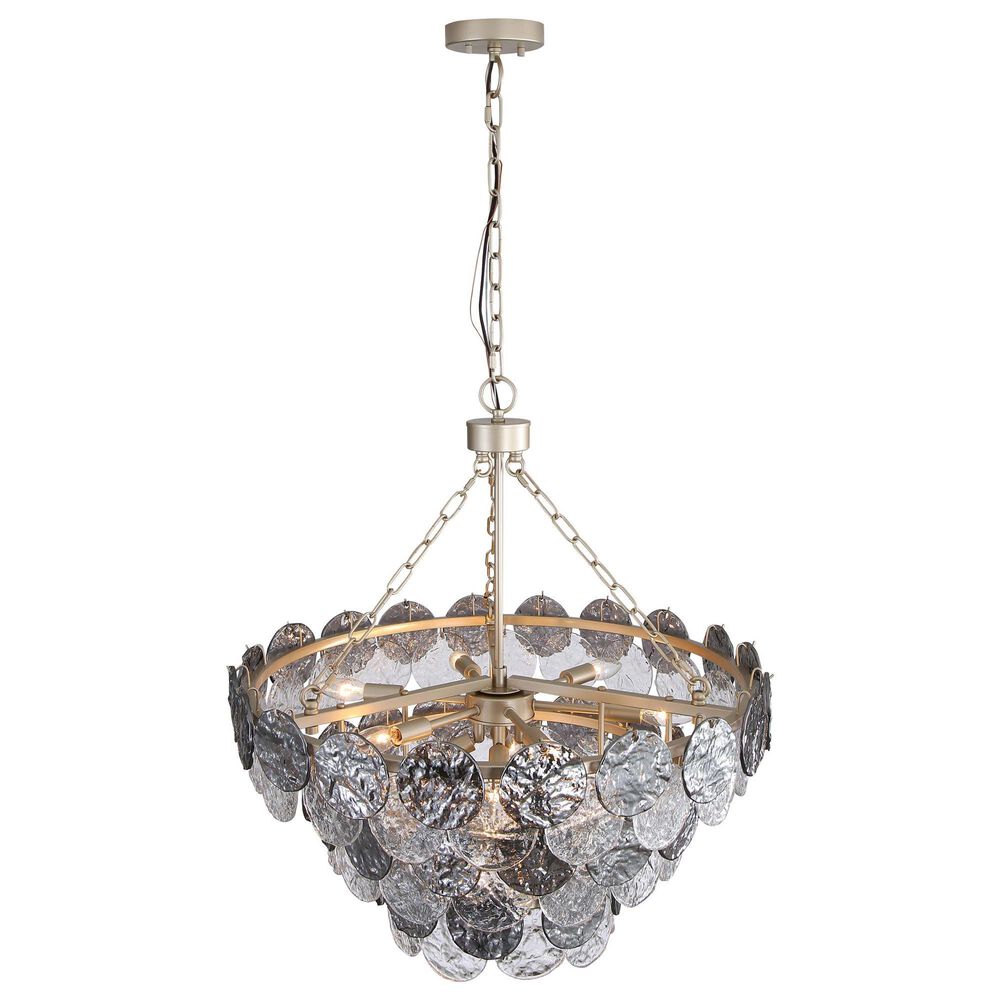 Golden Lighting Cascada 3-Tier 11-Light Pendant with Smoke Plated Glass Shade in Aegean Silver, , large