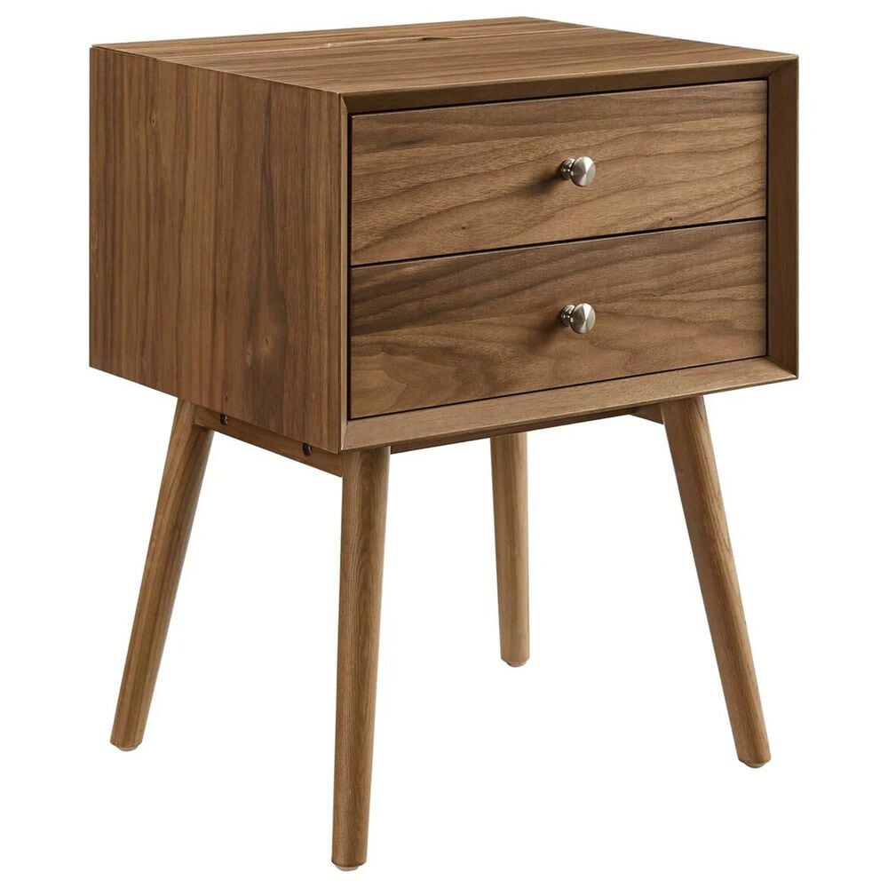 Modway Ember 2 Drawer Nightstand with AC and USB Ports in Walnut Walnut, , large