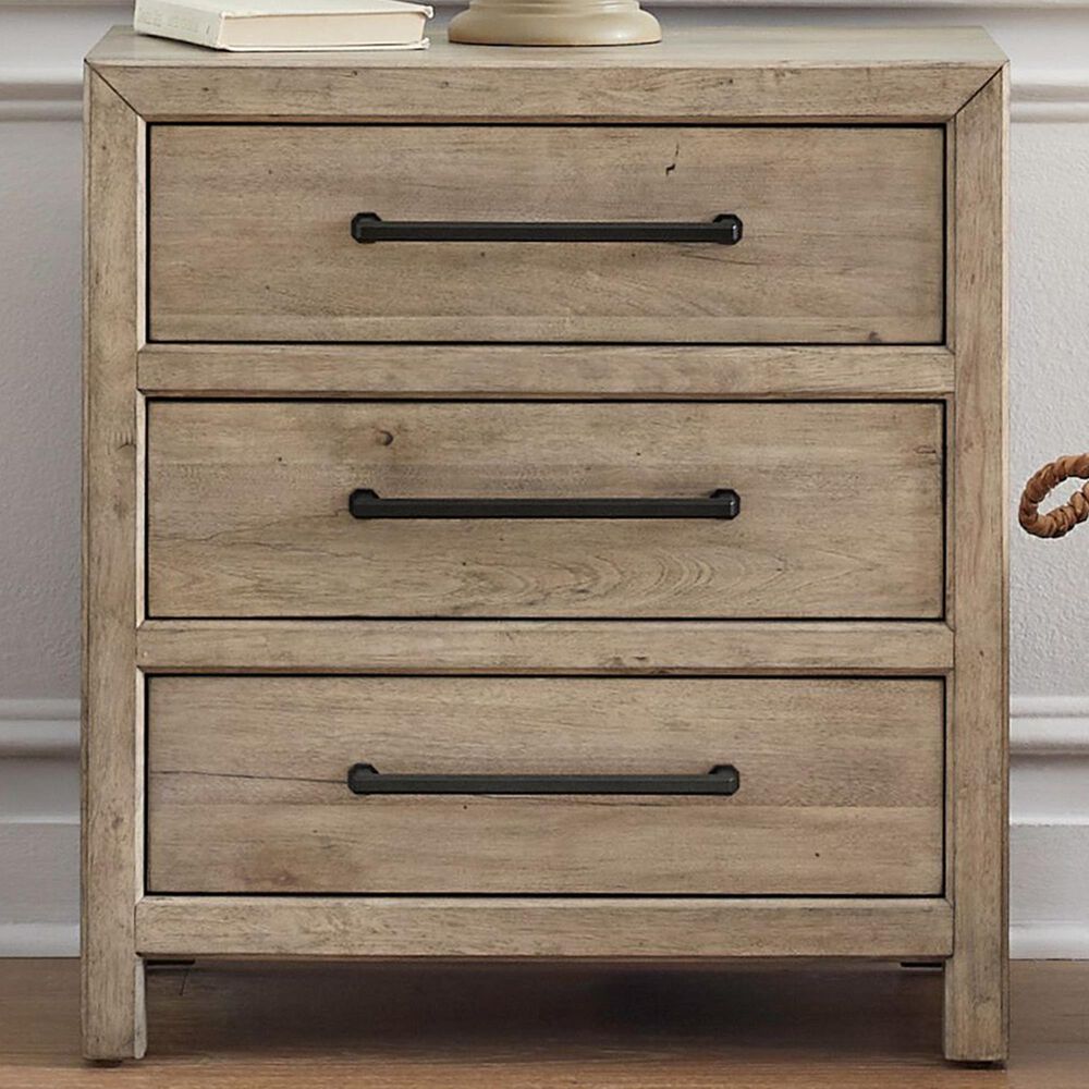 Belle Furnishings Proximity Place 3-Drawer Nightstand with Charging Station in Barley Buff, , large