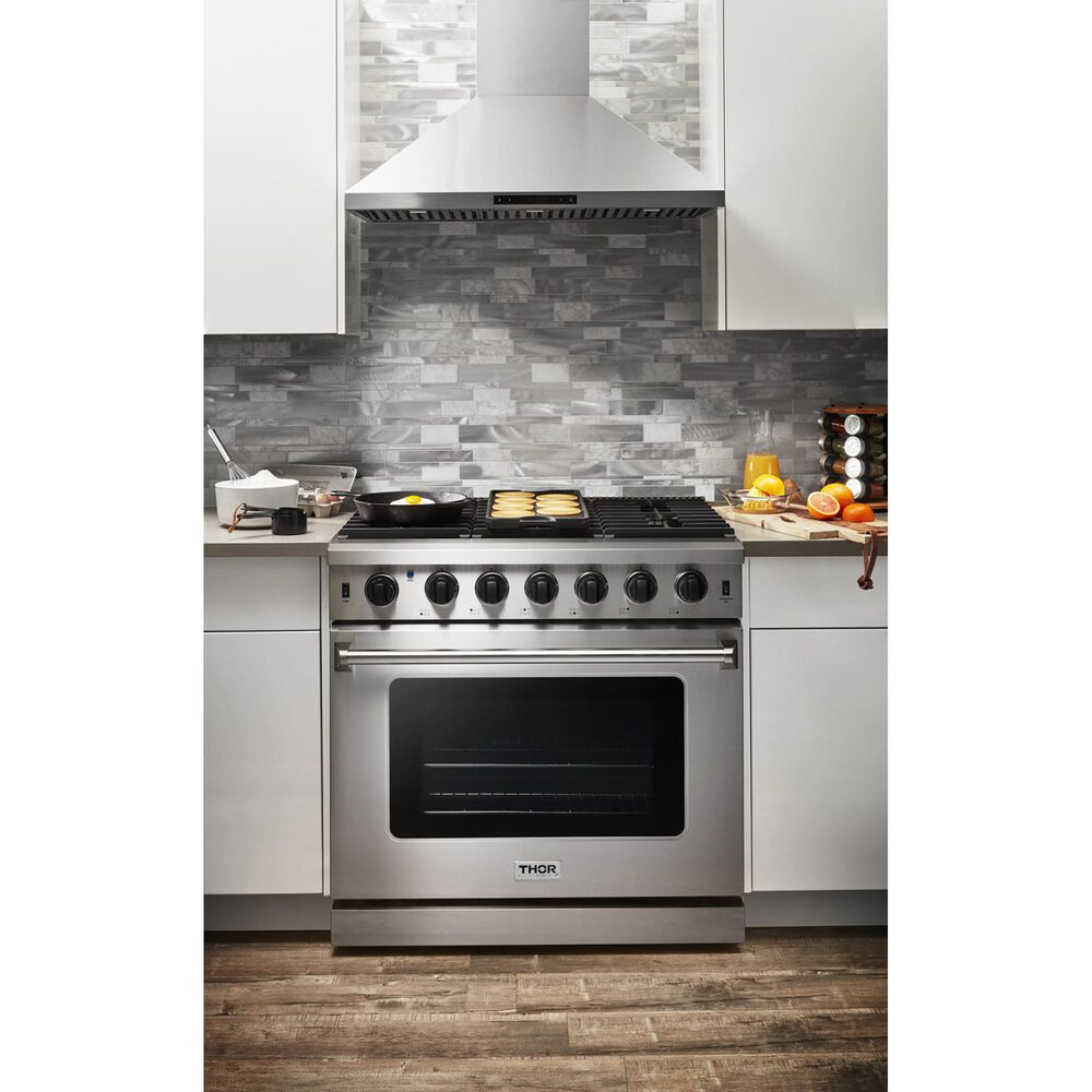 Thor Kitchen 36&quot; Freestanding Professional Gas Range with Storage Drawer in Stainless Steel, , large