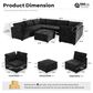 HOMLUX 8-Piece Mod U-Sectional with Chaise in Black, , large