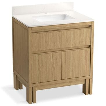 Kohler Solive 36" Single Bathroom Vanity in Light Oak with 2 cm White Quartz Top and Rectangular Sink, , large