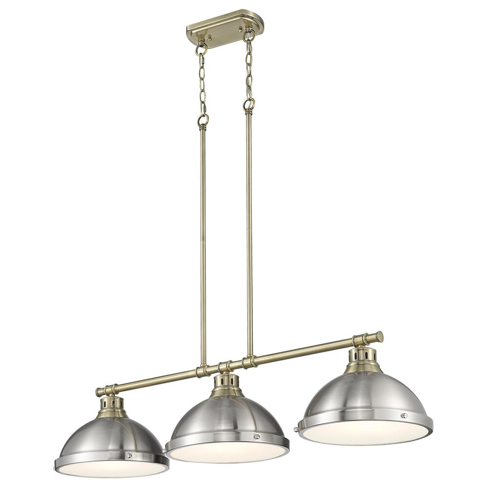 Golden Lighting Duncan 3-Light Pendant with Pewter Shade in Aged Brass, , large