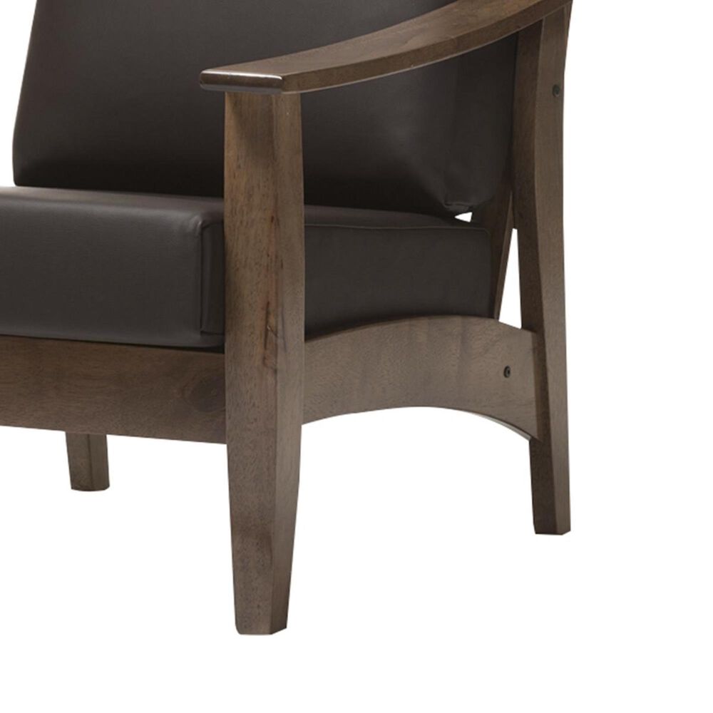 Baxton Studio Pierce Lounge Chair with Walnut Frame in Dark Brown, , large