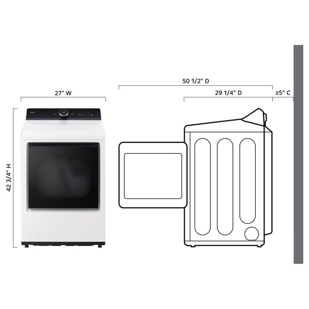 LG 5.5 Cu. Ft. Smart Top Load Washer and 7.3 Cu. Ft. Electric Dryer Laundry Pair in White, , large