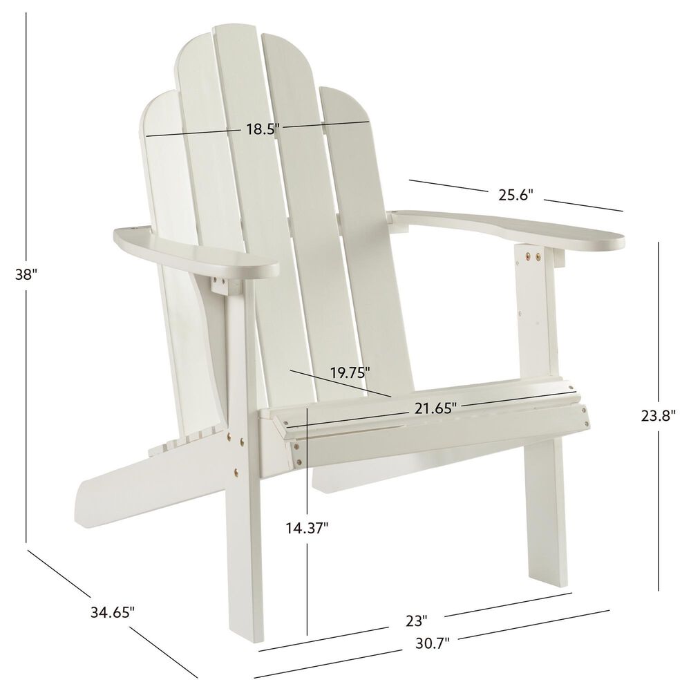 Linon Home Decor Adirondack Patio Chair in White, , large