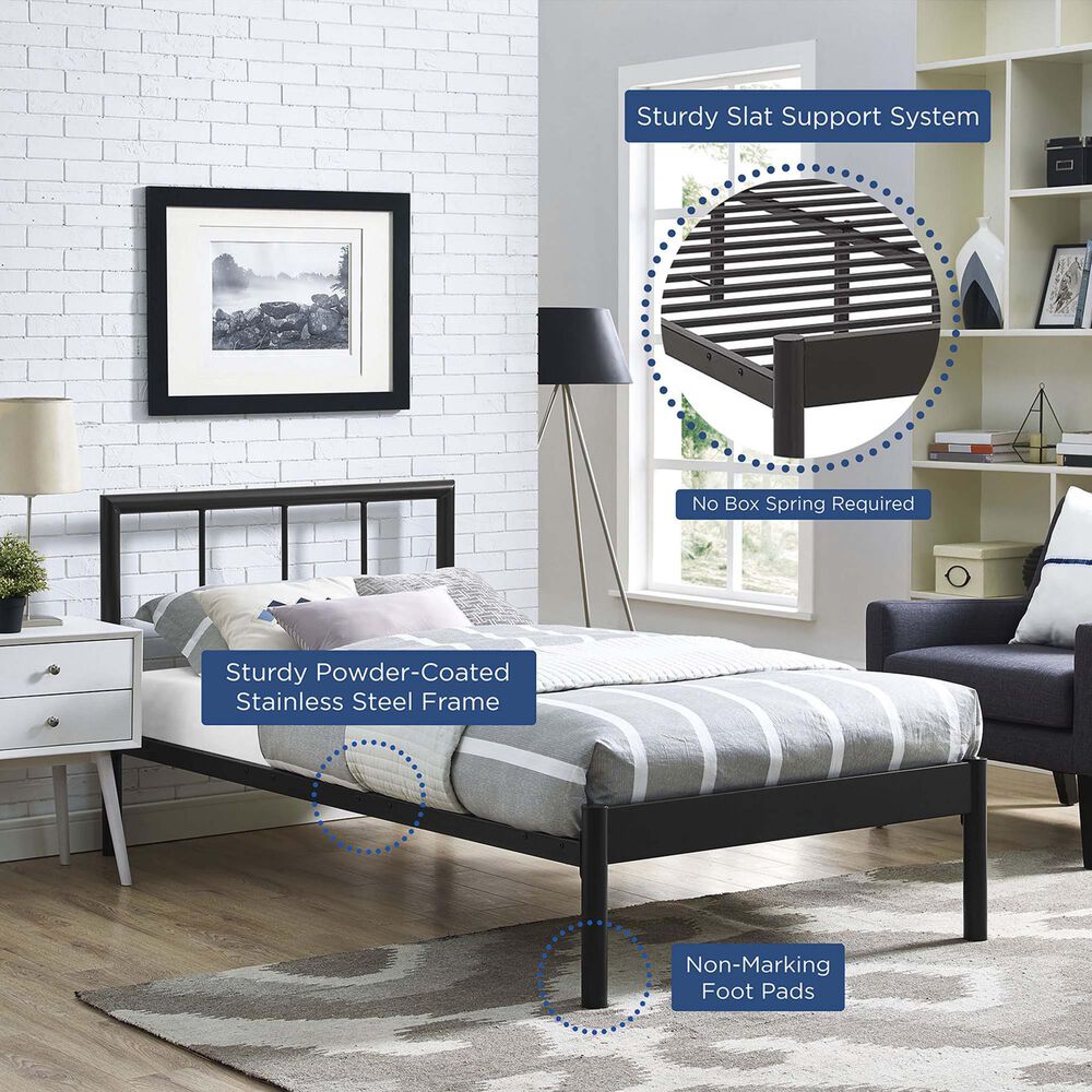 Modway Gwen Twin Platform Bed Frame in Brown, , large