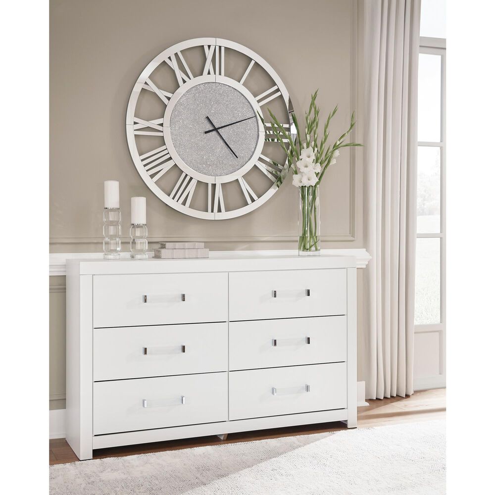Ashley Maeling King Panel Bed with Dresser and Nightstand in Matte White, , large