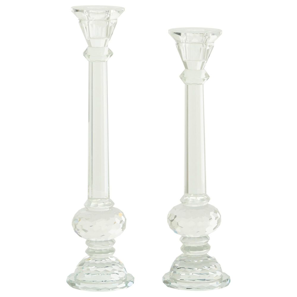 Maple and Jade Glam Wood Candle Holder Set of 2 in Clear , , large