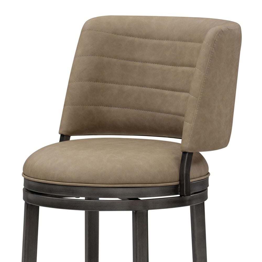 Armen Living Torres Counter Height Stool with Mushroom Brown Upholstery in Antique Pewter, , large