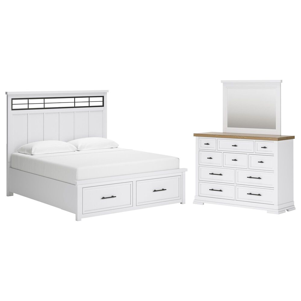Ashley 3-Piece King Bedroom Set in White and Natural, , large
