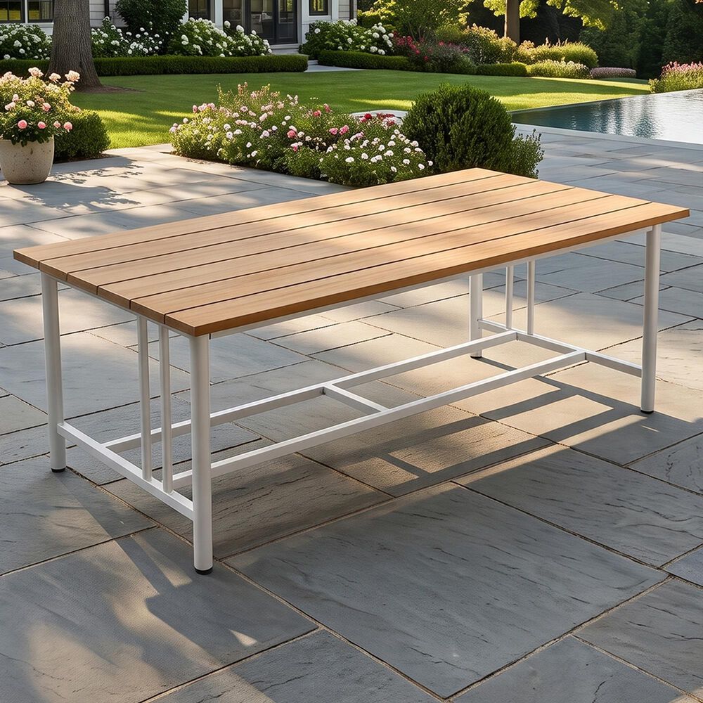 Sunwell Garden Patio Rectangular Coffee Table in Natural and White, , large