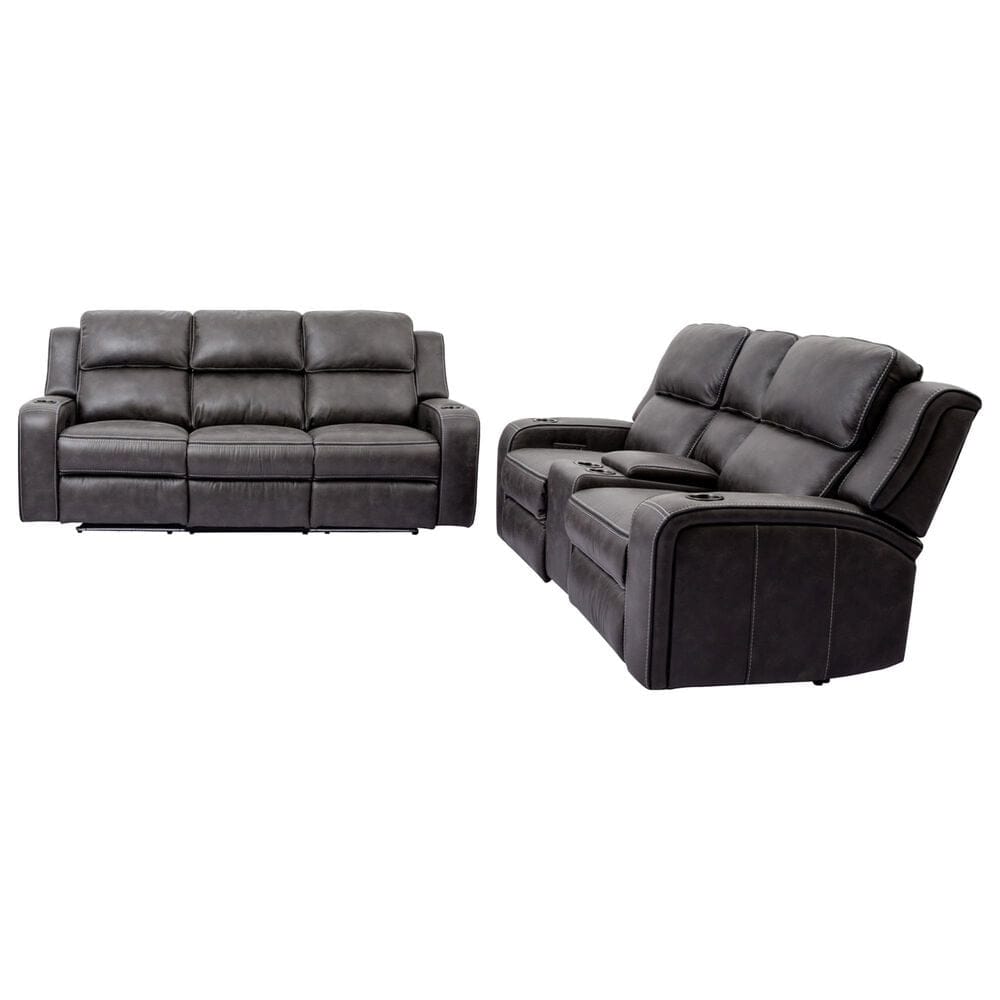 Oxford Furniture 2-Piece Power Reclining Living Room Set in Cowboy Granite, , large
