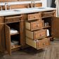 James Martin Vanities Bristol 60" Double Bathroom Vanity in Saddle Brown with 3 cm Ethereal Noctis Quartz Top and Rectangular Sinks, , large
