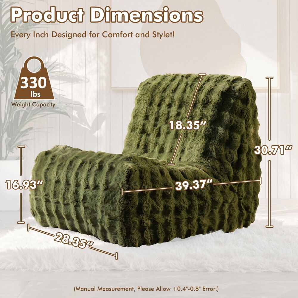 HOMLUX Togo Sofa Bean Bag Chair in Green, , large