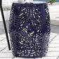 Hearth and Haven Outdoor Side Table with Tropical Palm Leaf Pattern in Navy Blue, , large